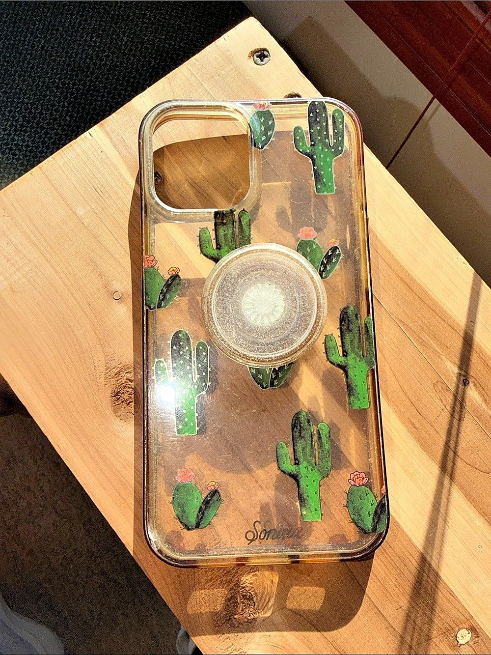 Sonix Cactus Print Phone Case with Grip in Clear & Green